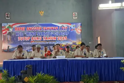 KUD Mino Saroyo menggelar Rapat Anggota Tahunan tutup buku 2025 di gedung HNSI Cilacap. (Tri Aji)