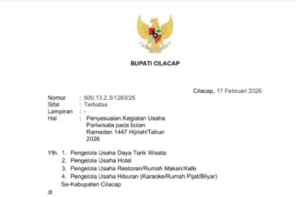 Surat edaran pariwisata ramadan 1447h 2026 cilacap