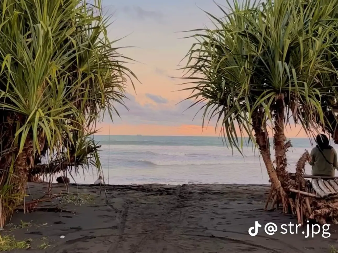 Pantai Pandanan merupakan salah satu spot terbaik ketika mengunjungi Desa Wisata Bunton Cilacap selain Pantai Bunton yang sudah lebih familiar di masyarakat. (Foto: TikTok @str.jpg)