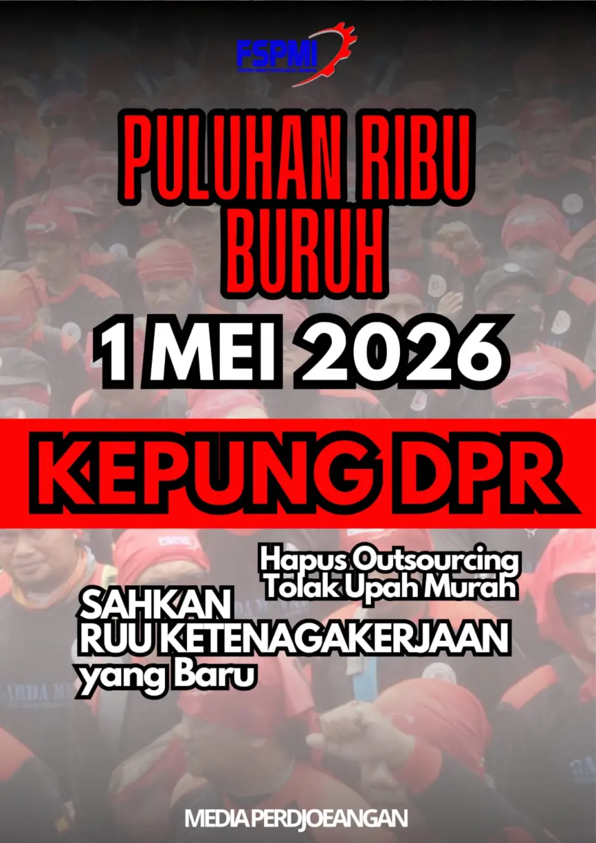 Leaflet ajakan aksi serentak buruh pekerja metal Indonesia di May Day 2026. (dok: FSPMI)