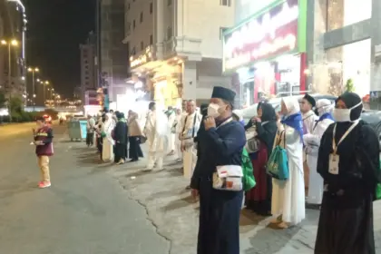 Sejumlah jemaah haji asal Kabupaten Purbalingga saat memasuki kota suci Mekkah, Senin (18/5/2026). (Foto: FH/Kominfo)