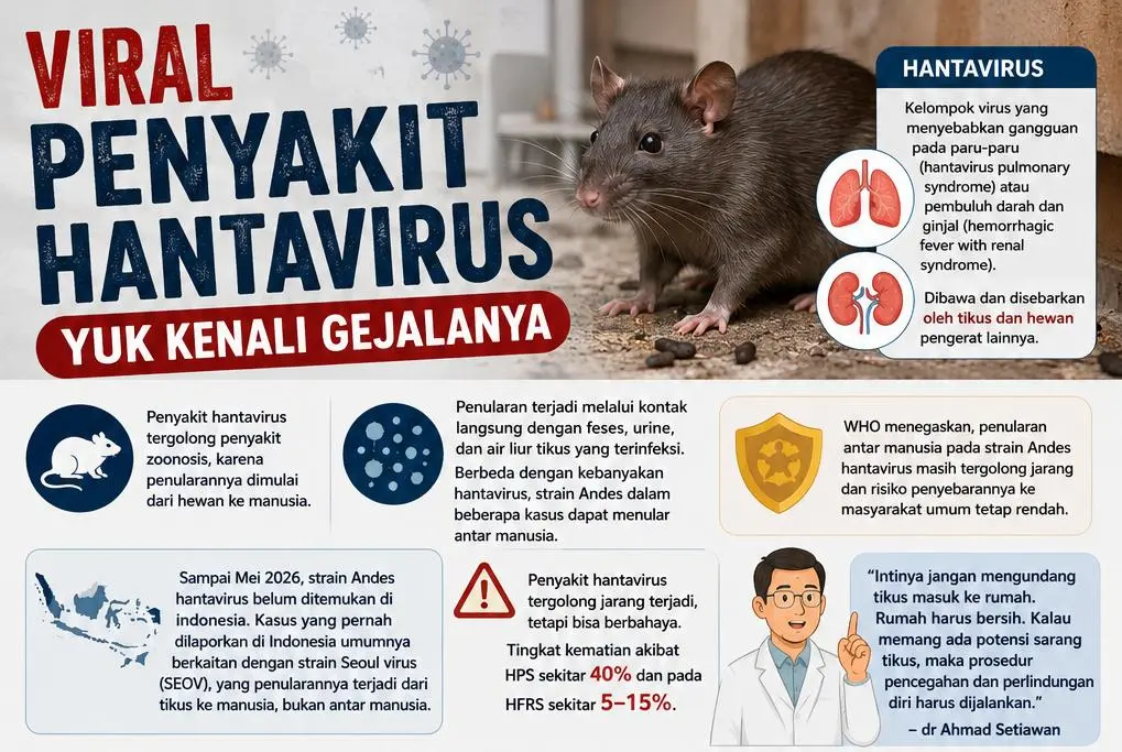 Penjelasan penyakit Hantavirus yang dibawa oleh tikus. (Dok Meta AI)