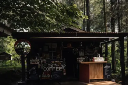 Library Coffee di Hutan Pinus Sawangan, menjadi salah satu rekomendasi spot ngopi di Ajibarang, Banyumas. (Sumber: TikTok @hutanpinussawangan)