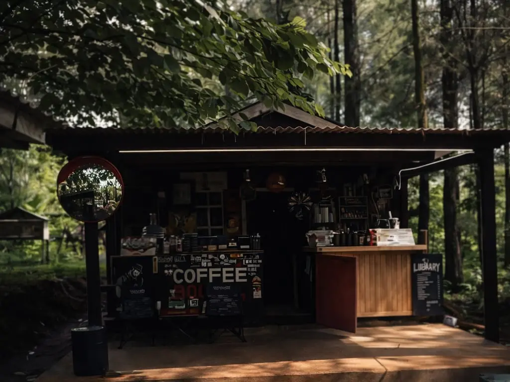 Library Coffee di Hutan Pinus Sawangan, menjadi salah satu rekomendasi spot ngopi di Ajibarang, Banyumas. (Sumber: TikTok @hutanpinussawangan)