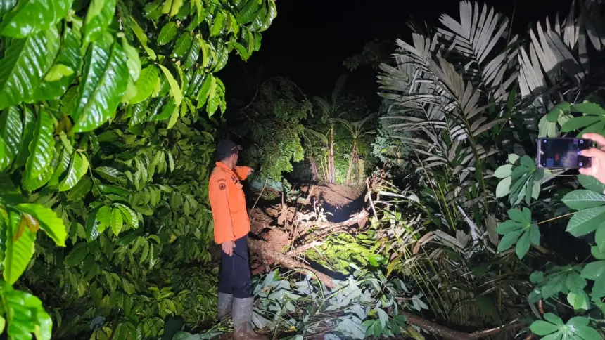 ​BPBD saat cek mahkota longsor di Desa Petuguran Punggelan, Sabtu malam (16/5/2026). (Foto: BPBD Banjarnegara).