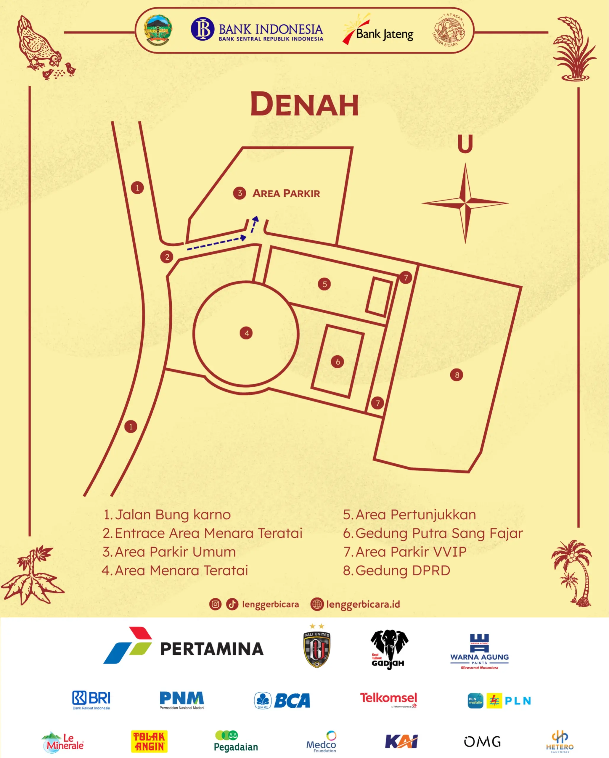 Informasi panggung utama kantong parkir yang tersedia. (Instagram @lenggerbicara)