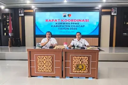 Satreskrim Polresta Cilacap menggelar Rakor dan Bintek PPNS Tahun 2026 di Aula Patriatama Polresta Cilacap, Selasa (2/6/2026). (Satreskrim).