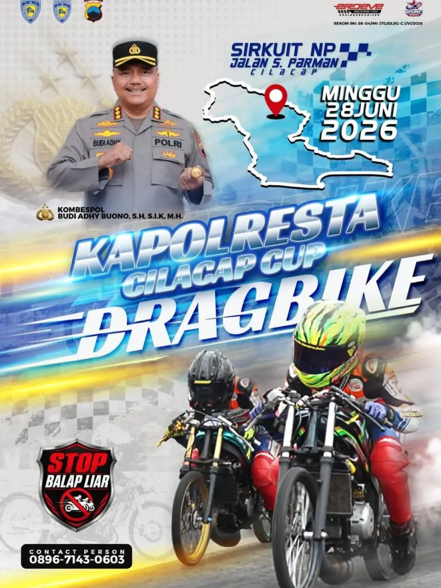 Cegah Balap Liar, Polresta Cilacap Gelar Drag Bike Khusus Pelajar dan Umum