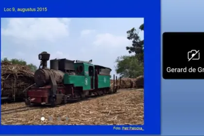 Lokomotif bersejarah dari Pabrik gula Klampok Banjarnegara yang sedang direstorasi di Belanda, Minggu 21 Juni 2026. (Foto: dok Webinar KSPI)