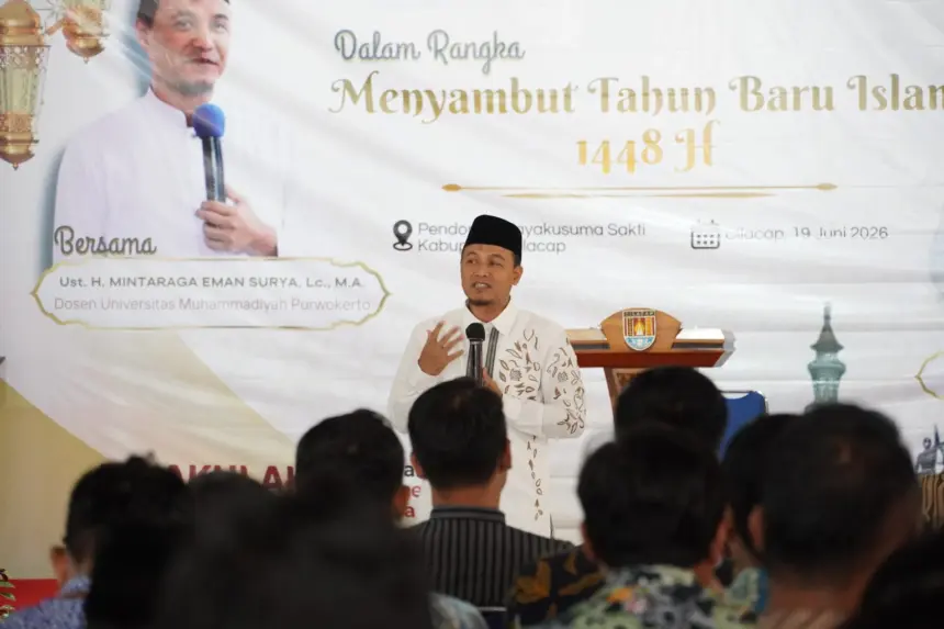 Pemerintah Kabupaten Cilacap menggelar Pengajian Peringatan Tahun Baru Islam 1448 Hijriah Tingkat Kabupaten di Pendopo Wijayakusuma Cakti Cilacap, Jumat (19/6/2026).(Foto: Diskominfo Cilacap)
